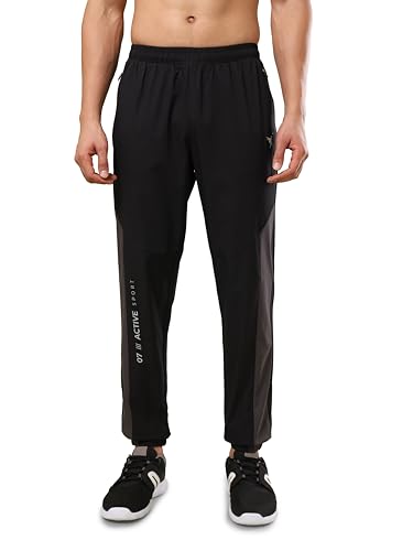 Image of TECHNOSPORT Men's Colorblock Slim Fit Sports Joggers TECHNOLITE Lightweight Active Track Pants Quick Dry Stretch Gym Running Training Fitness Activewear
