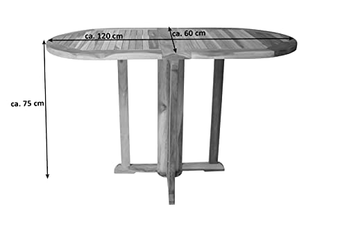 SAM Balkontisch Manoi, Teakholz massiv, klappbarer Gartentisch, 120 x 60 cm oval, Klapptisch für Balkon, Terrasse und… – Bild 8