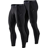 [テスラ] 裏起毛 コンプレッションタイツ メンズ 2枚セット [伸縮性・保温・防寒] スポーツウェア ランニング レギンス インナー 防寒着 ロングスパッツ YUP20-JPZ_L