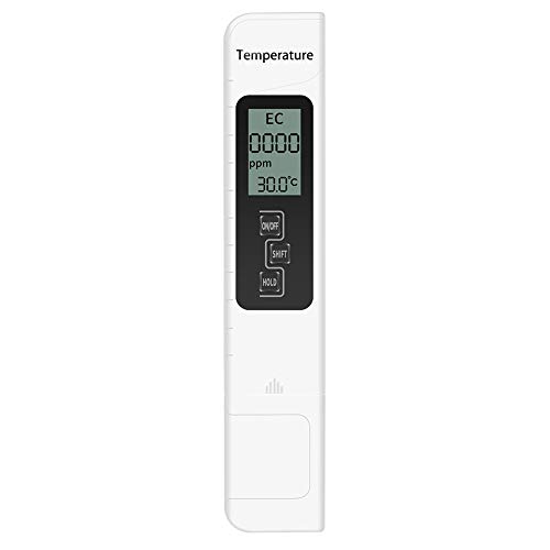 Probador de calidad del agua, medidor de TDS HoneForest, medidor de EC y medidor de temperatura 3 en 1, 0-9990ppm, pantalla LCD, medidor de prueba de agua ideal para agua potable, acuarios, piscina
