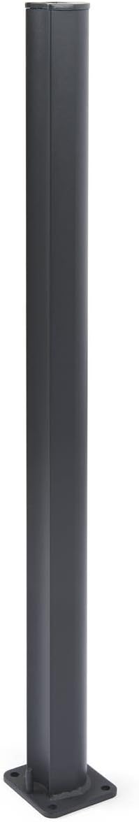Displays2go Outdoor Privacy Screen - 138" x 71" Shade Screen Pole and Screen - Weather Resistant Retractable Privacy Screen - Gray (FGOPDGRY)