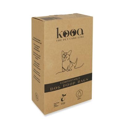 kooa - Kompostierbare Hundekotbeutel | für Hunde | aus Maisstärke | stabiles Material | perforierte Trennlinie zum leichten Abreißen | ohne Duft | Maße: 19,5 x 34 cm | 15 Rollen | 225 Beutel