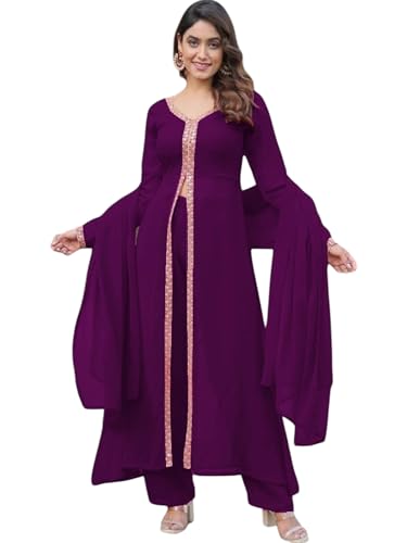 Image of Elegant Women?s Ethnic Kurta Set with Intricate Embroidered Lacework - Designer Kurta with Dupatta & Bottom Wear - Perfect for Weddings & Festive Occasions