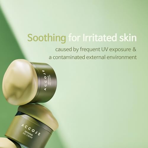ACCOJE Reviving Gel Cream, Hydrating and Soothing Moisturizer for Sensitive Skin, Supports Skin Barrier and Reduces Visible Redness with Jeju Botanical Extracts, Korean Skincare, 1.69 fl oz