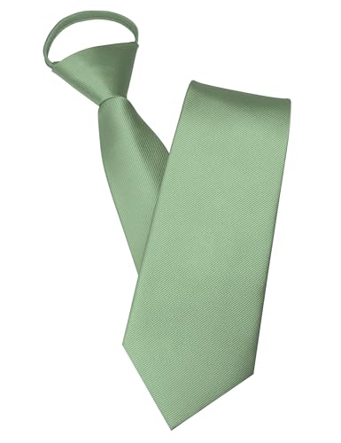 JEMYGINS 3.15" Sage Green Pre-tied Tie Adjustable Zipper Necktie for