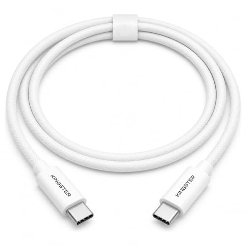 Image of KINGSTER 60W USB-C to USB-C Cable, 1 Metre Nylon Braided PD Fast Charging and 480Mbps Data Transfer Cable for iPhone 15 and Later, MacBook, iPad and Samsung Galaxy