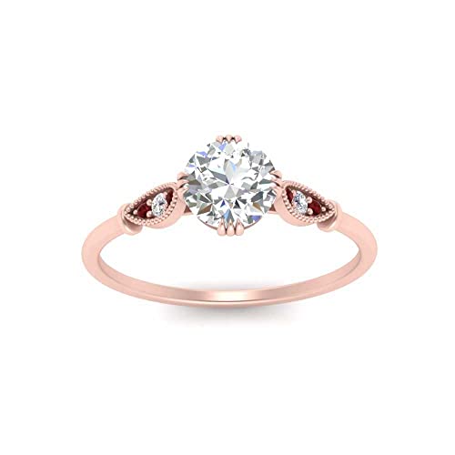 Image of Choose Your Gemstone Delicate Round Cathedral Engagement Ring Rose Gold Plated Round Shape Petite Engagement Rings Minimal Modern Design Birthday Gift Wedding Gift US Size 4 to 12