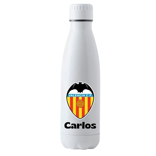 Genérico Escudo Valencia CF- Personalizado con Nombre - Regalo Valencia FC para los Fans de Futbol - Regalo para Hombre Mujer o niño (Escudo Valencia CF) (Botella 700 ML)