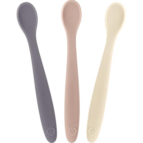 Image of WeeSprout Silicone Baby Spoons - First Stage Infant Feeding Utensils With Soft-Tip, Bendable Kitchenware for Parent & Self-Feeding, Ultra-Durable, Dishwasher Safe, Travel Case, Set of 3