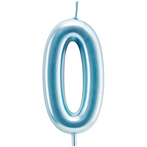UVTQSSP Blue Birthday Candle Happy Birthday Number Zero Cake Topper Decoration for Kids Adults Birthday Party Celebration Numeral 0 10 20 30 40 50 60 70 80 90 100 Cover