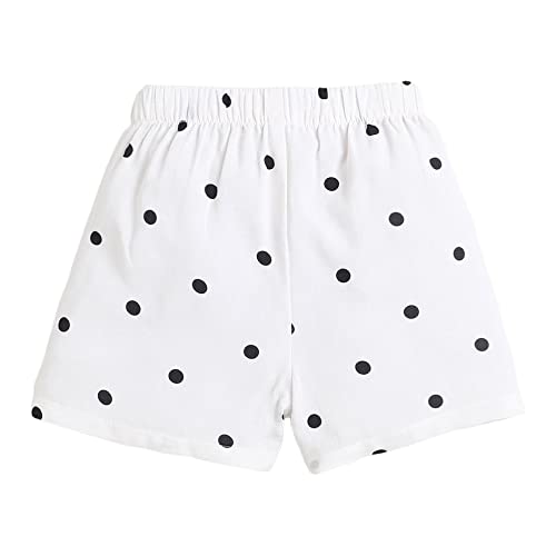 Image of Hopscotch Baby Girls Cotton-Blend Polka Dot Print Shorts in White Color