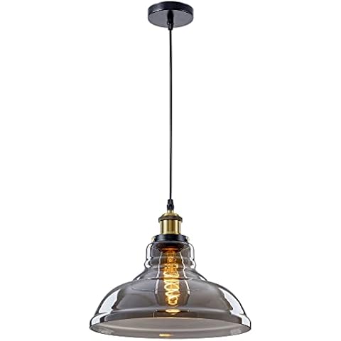 Retro Modern Vintage Glass Ceiling Pendant Industrial Pendant Light Lamp Shade (Smokey Grey) Cover