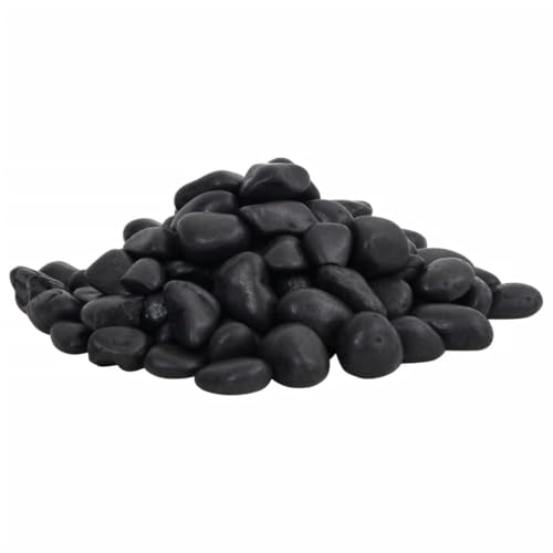 vidaXL Guijarros Pulidos, Piedras para Pecera Acuario, Rellenos para Florero Maceta, Guijarros Decorativos para Jardín, Negros 10 kg 2-5 cm