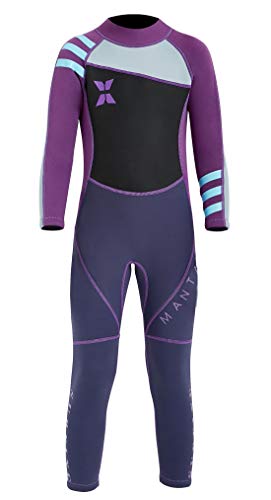 DIVE & SAIL Kids Wetsuit Long Sleeve One Piece Swimsuit UPF 50+ Sun Protection Warm Stretchy Swimwear Sunsuit Purple M