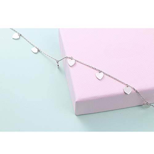 Sterling Silver Jewelry Forever Love Heart Choker Necklace Pendant Disc Chain Statement Necklace For Women Girls #TOP4