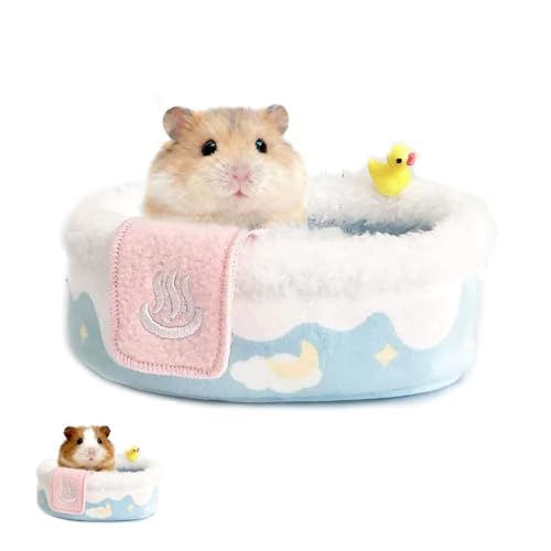 KnocKconK Blue Cotton Small Animals Bed, Hamster Bathtub Accessories Cage Toys, Relax Habitat Cozy Sleep Pad Rest Nest for Hamster/Hedgehog/Squirrel/Mice