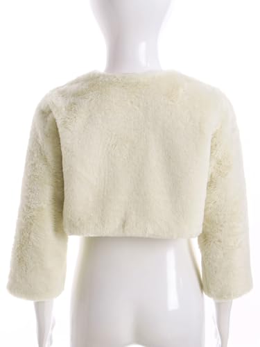 Hularka Flower Girl Faux Fur Cape Bolero Shrug Cardigan Coat Wedding Party Sweater Jacket Shawl Cover Up Outwear4