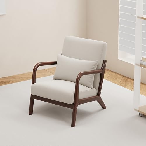 Sillón moderno con almohada, cómodo sillón tapizado con respaldo, sillón con estructura de madera adecuado para sala de estar, dormitorio, estudio 2