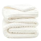 INFIIXSO Sherpa Fleece King Size Blanket - Super Soft & Warm Striped Fleece, Cozy Plush Fluffy Large Bed Blanket All Season Use (Cream, 104x90 Inches)