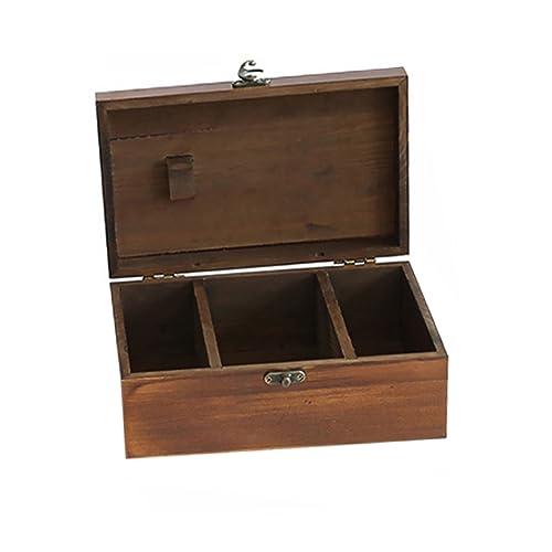 Cabilock Wooden Needlework Storage Box Sewing Tools Holder Multi-layered Storage Tidy Desktop Coffee Color