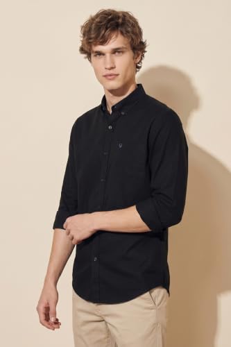 Image of Allen Solly Men's Cotton Buttoned Down Shirt | Classic Fit, Soft Breathable Fabric, Smart Casual & Office Wear