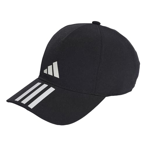 adidas Unisex adulto 3-Stripes AEROREADY Running Training Baseball Cap, Black / White / White, M