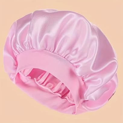 Silk Satin Shower Cap for Women - 1pc Solid Color Wide-Brimmed Bonnet, Daily Use Hair Protector