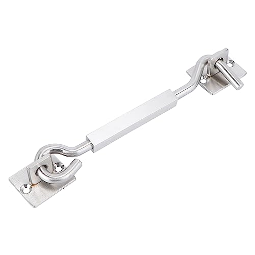 SHINEOFI Stainless Steel Cabin Hook Windproof Window Mounting Heavy Duty Door Lock Hook for Patio and Cabinet 8-inch Silver Solid Wind-Resistant Locking Hardware