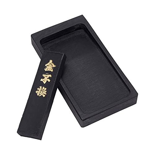 PH PandaHall Chinese Calligraphy Inkstone with Ink Stick Traditional Chinese Ink Stones Sumi Drawing Ink Dish Ink Well Ink Tray for Traditional Calligraphy Practice Painting Lettering