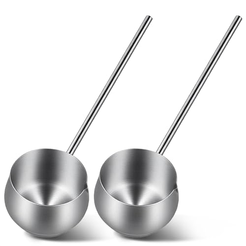 Listado de Cucharones para salsa Top 10. 46 2 cucharones de sopa de acero inoxidable con boquilla de vertido, cuchara de salsa de mango largo para ponchador, salsa y cocina, cucharón SUS304 resistente al calor con boquilla