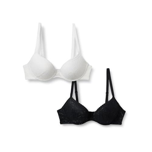 Image of Amazon Essentials Women's Padded Underwire Lace Push-Up Bra, Pack of 2