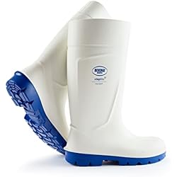 Botas De Agua Con Puntera De Seguridad Botas de Seguridad con Puntera de Acero para la Industria alimentaria, fáciles de Limpiar y desinfectar, Incl. Suela incrustada para pies Secos, Gran Comodidad de Uso, Blanco, EU 43
