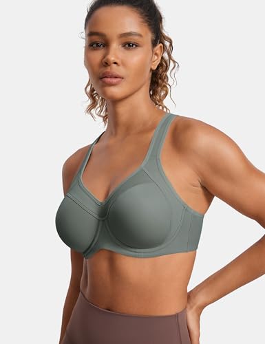Image of SYROKAN Women's Full Support High Impact Racerback Lightly Lined Underwire Sports Bra