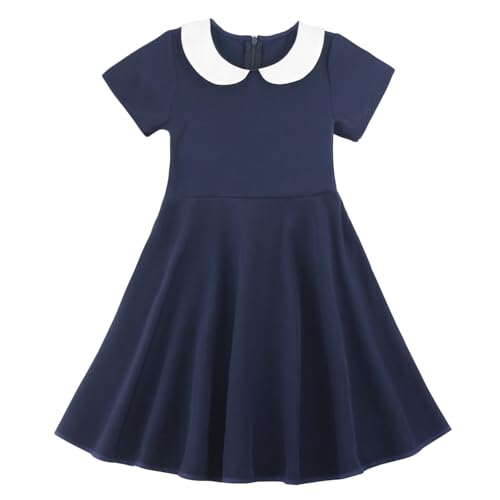 KISBINI Girls Vintage Peter Pan Collar Dress