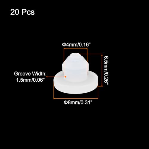 Image of MECCANIXITY 20pcs Silicone Snap in Locking Hole Plugs,4mm /0.2 Inch Mounting Diameter Narrow Groove Width 1.5mm Panel Seal Cover Round for Kitchen Bulkheads Waterproof Sealing Plugs Clear