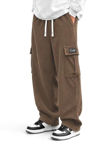 Image of GURIK Men's Cargo Pants, Casual Loose Fit Joggers with 6 Pockets