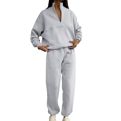 REITINGE Sudadera atlética con media cremallera para mujer y pantalones deportivos casuales de cintura alta para deportes e informal, traje de casa de manga larga