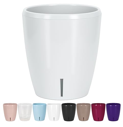 Santino Orchideentopf D 15cm mit Dochtsystem und Wasserstandsanzeige für den Innenbereich - Weiß - 2 Liter