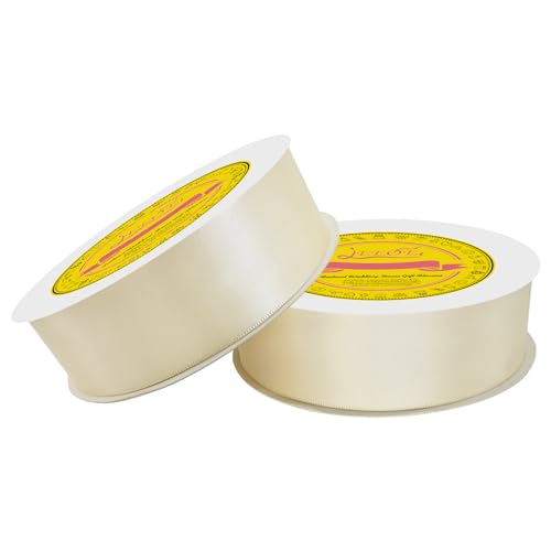 Image of 100 Yards Ivory Satin Ribbon Polyester Ribbon for Gift Wrapping Very Suitable for Weddings Party Hair Bow Invitation Decorations and More(1-1 /2 inch X 50Yards X 2 Roll)