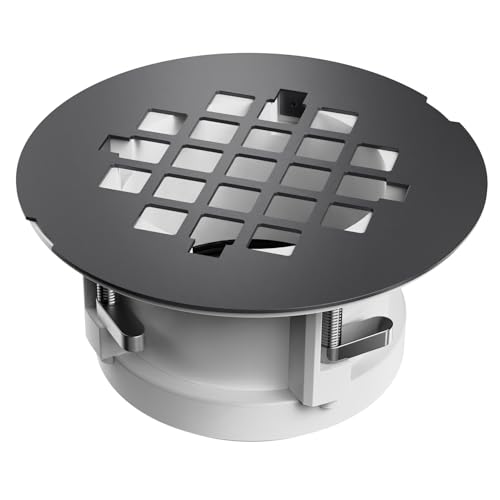 Shower Drain Replacement, Installs from Top Only, Black, Fit Standard 2