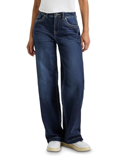 Street One Damen 3715674 Wide Leg Jeans, deep Indigo Soft Washed, 29W x 30L