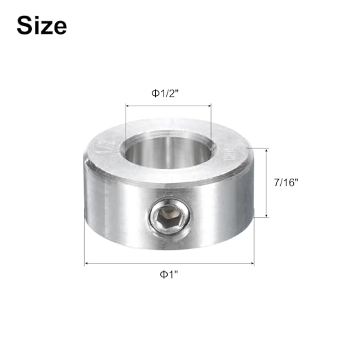 QUARKZMAN 2 Stück Stellringe 1/2 Bohrung 25.4mm AD 11.1mm Breite mit Innensechskantschlüssel Tiefenanschlagringe für Rad Schubkarre Axle Getriebe Montagen CNC Maschine Werkzeuge Industrie