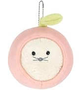 サンレモン ポッコとりんご キーチェーン はつかねずみ WH 9.5×9×9.5cm 動物 ぬいぐるみ ハツカネズミ アニマル りんごのおうち P-9692