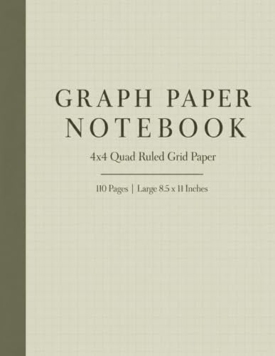 Graph Paper Notebook: 4x4 Quad Ruled Grid Paper, 110 Pages, Large 8.5 x 11 Inches