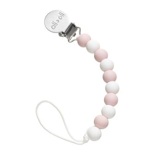 Image of Ali+Oli Silicone Pacifier Clip for Baby (Thin Pink) 100% Food-Grade BPA Free Newborn Pacifier Holder Infant Binky Clip for Baby for Baby Boy or Girl