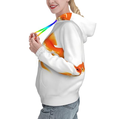 Sweat à capuche poisson rouge mignon imprimé pull ajusté femme EdWal