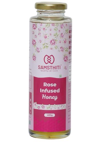 Image of Samsthiti Rose Infused Honey | Natural Honey with Rose Extract | Soothing & Refreshing Wellness Blend | 480 g