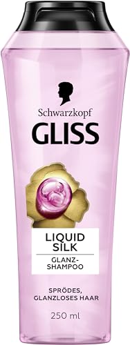 Gliss Shampoo Liquid Silk (250 ml) Haarshampoo mit Ceramiden & Seide, Glanz-Shampoo für sprödes und stumpfes Haar glättet die Haaroberfläche