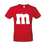 Alsino MM Shirt T-Shirt 100% Baumwolle M&M Unisex Kostüm Verkleidung M und M Gruppen T-Shirt - Karneval Fasching JGA Festival, Farbe wählen:rot, Größe wählen:M