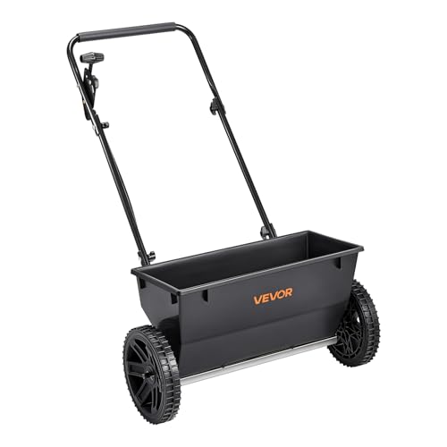 VEVOR Lawn Drop Spreader, 50LBS Capacity, Walk-Behind Push Spreader, 18 in Spreading Width, 8 in All Terrain Pneumatic Tires, Lawn Spreaders with Hopper Grate, for Seed, Fertilizer
